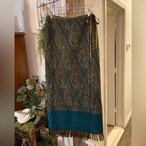 Karen Kane Teal and Brown Maxi Skirt